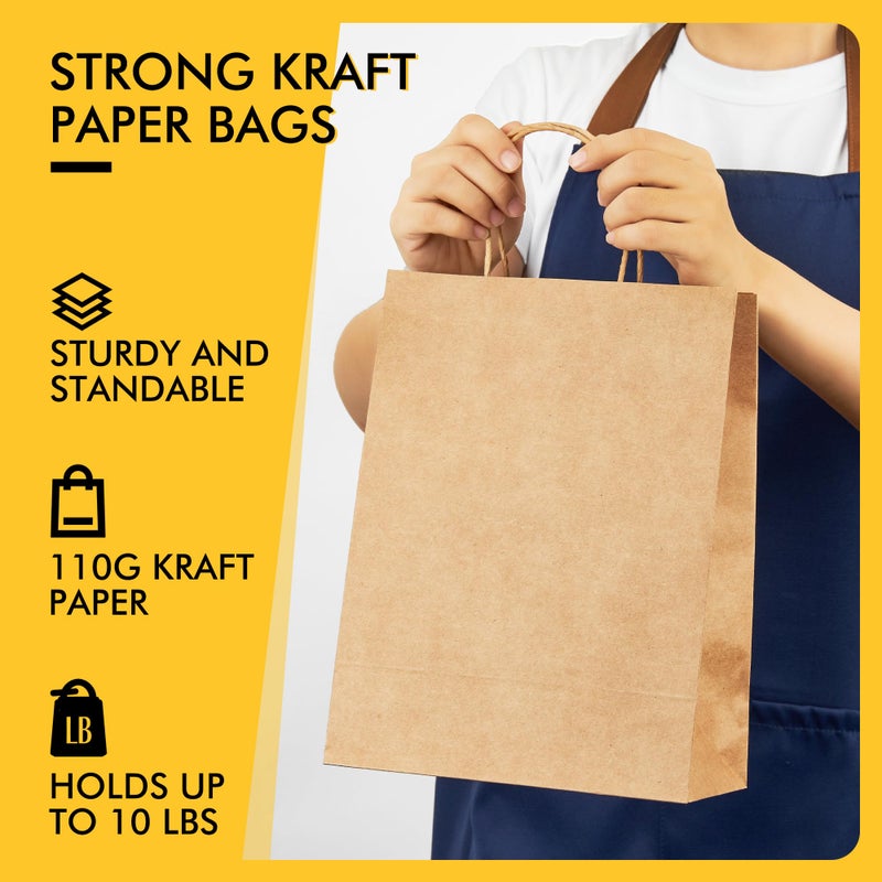 RACETOP 50Pcs 8x4.5x10.8 Inch Brown Gift Bags with Handles  Paper Gift Bags Bulk  Kraft Paper Bags for Craft  Retail  Shopping  Favor - Image 5